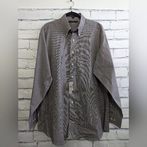 Vintage Tommy Hilfiger Brown White Button Down Shirt Men's Size 17 34/35 XL NWT